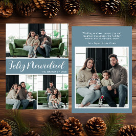 Feliz Navidad 4 Photo Flat Holiday Card Julkort