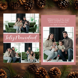 Feliz Navidad 4 Photo Flat Holiday Card Julkort