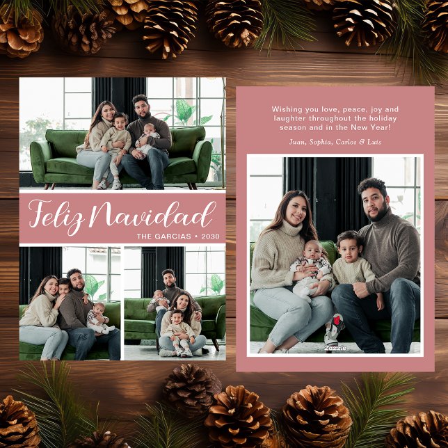 Feliz Navidad 4 Photo Flat Holiday Card Julkort (Skapare uppladdad)
