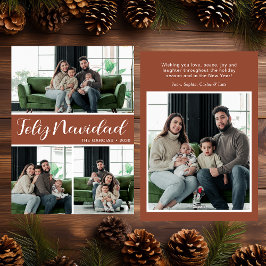 Feliz Navidad 4 Photo Flat Holiday Card Julkort