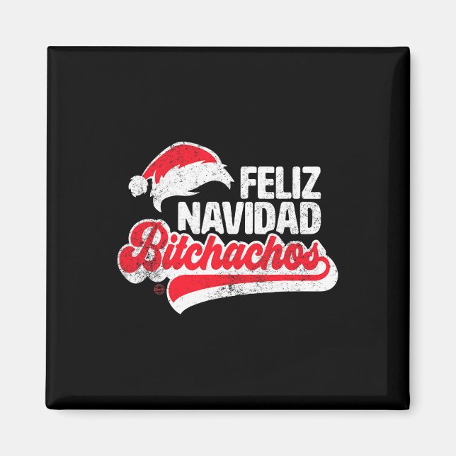 Feliz Navidad Achos Funny Jultomten Spanska Julaft Magnet (Framsidan)