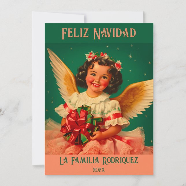 "Feliz Navidad" Angel-julkort Kort (Framsida)
