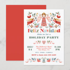 Feliz Navidad Angel Mexican jul Party Inbjudningar