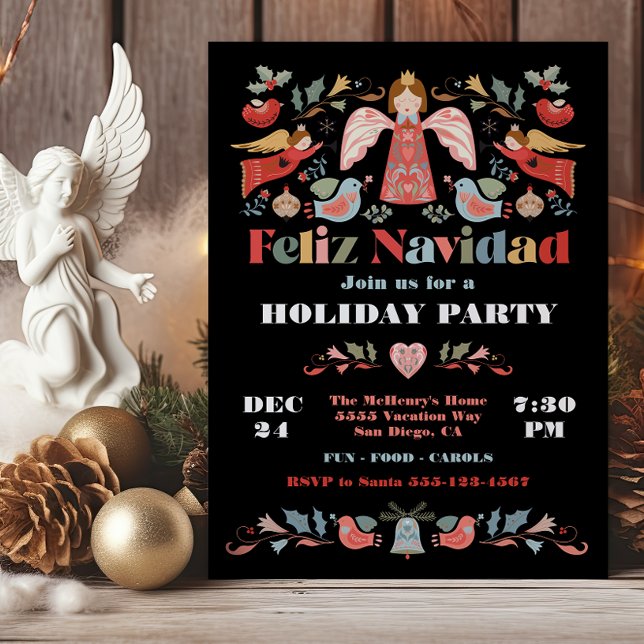 Feliz Navidad Angel Mexican jul Party Inbjudningar (Skapare uppladdad)