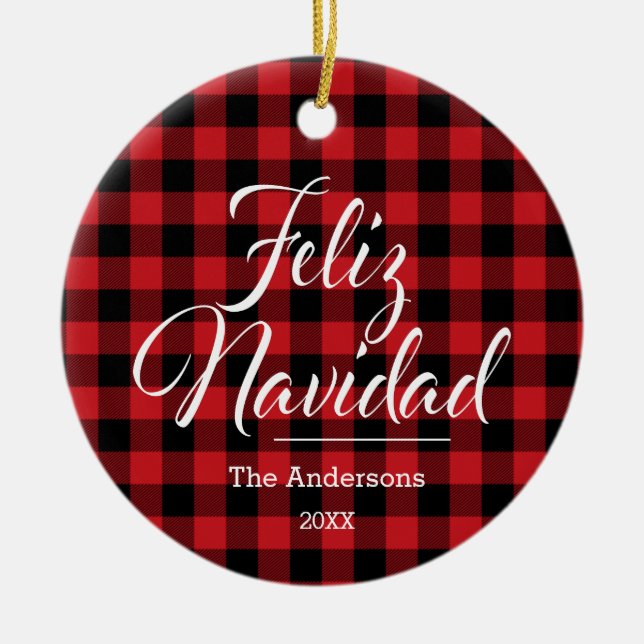 Feliz Navidad Anpassningsbar Ceramic Ornament (Framsidan)