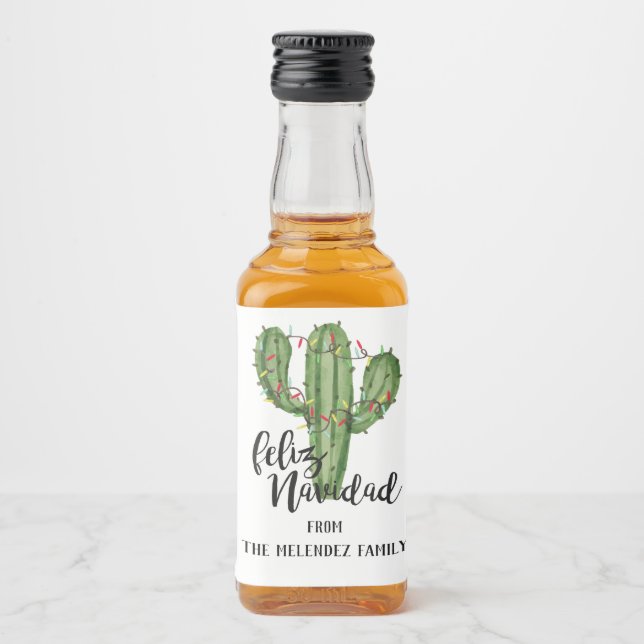 Feliz Navidad Anpassningsbar jul Mini Liquor Spritflaskor Etikett (Framsida)