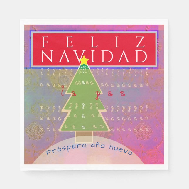 "Feliz Navidad" Anpassningsbar Kort Meddelande jul Pappersservett (Framsidan)