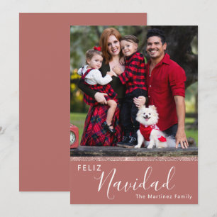 Feliz Navidad Anpassningsbar One Photo Ro Guld Julkort