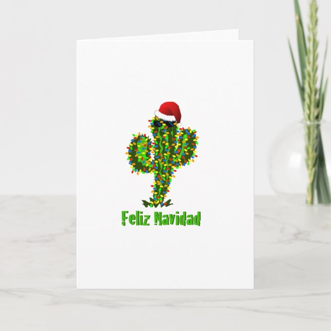 Feliz Navidad - Arizona Jul Saguaro Ljus Helgkort (Framsida)