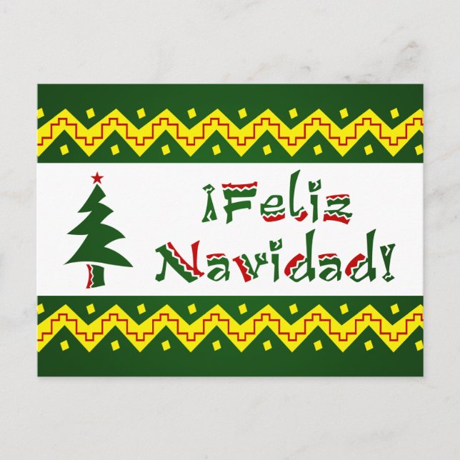 Feliz Navidad arriba Helg Vykort (Framsida)