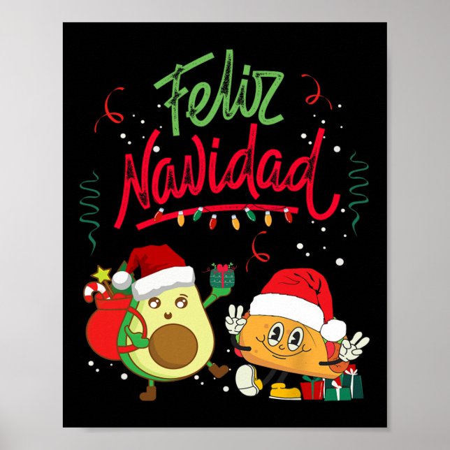 Feliz Navidad Avocado Tacos Mexikanska julen Manar Poster (Framsidan)
