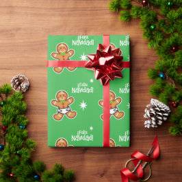 Feliz Navidad! Baby Gingertea on Grönt Editable Presentpapper