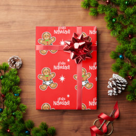 Feliz Navidad! Baby Gingertea on Red - Editable Presentpapper
