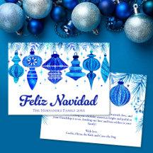 Feliz Navidad Baubles i Blue Watercolor Family