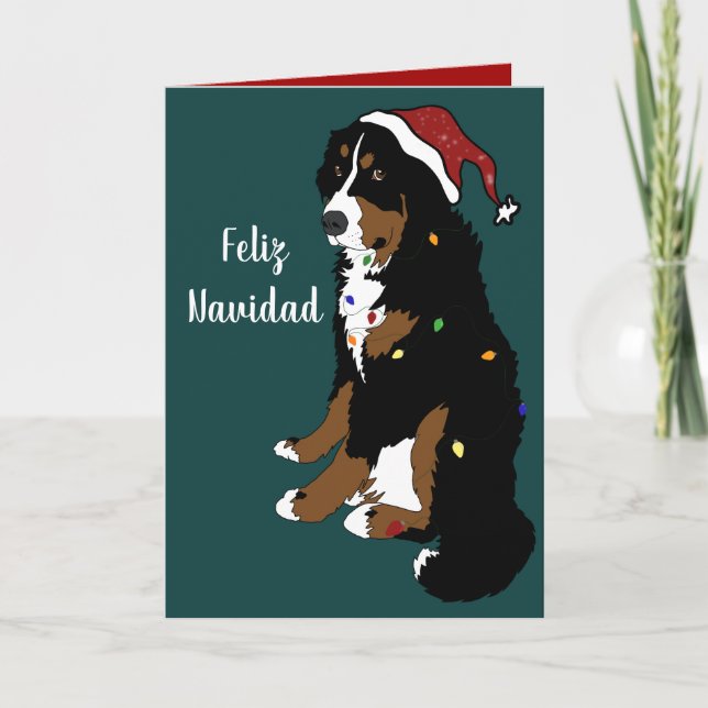 Feliz Navidad Bernese Mountain Hund Card Kort (Framsida)