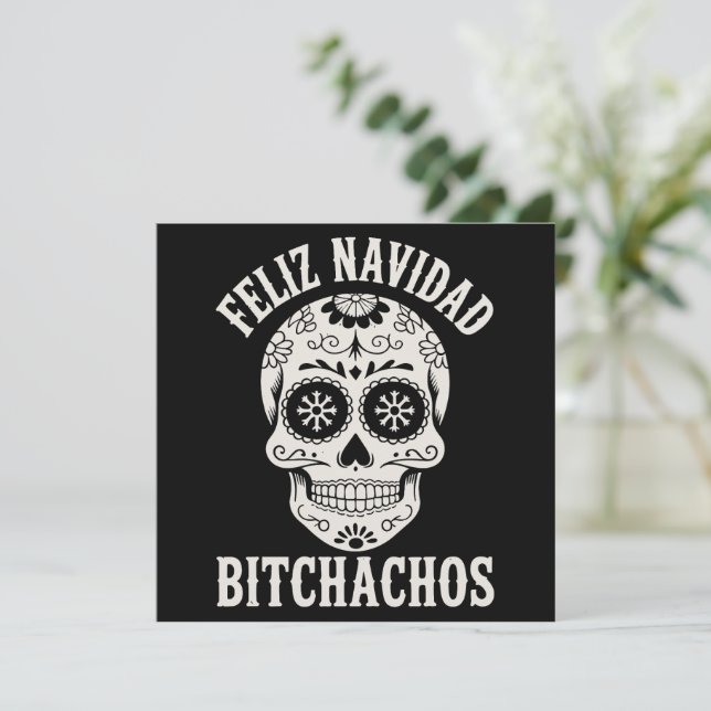 Feliz Navidad Bitchachos Funny Sarcastic jul Julkort (Stående Fram)