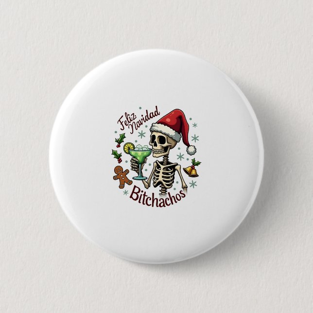 Feliz Navidad Bitchachos Funny Skull Spanish Merry Knapp (Framsida)