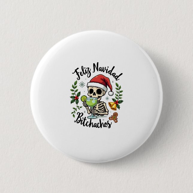 Feliz Navidad Bitchachos Funny Skull Spanish Merry Knapp (Framsida)