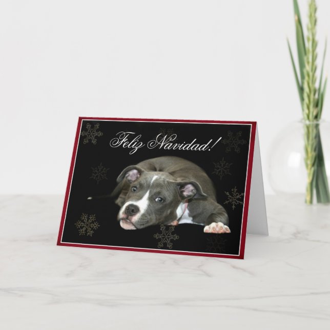 Feliz Navidad Blue Pitbull marietettkort Helgkort (Framsida)