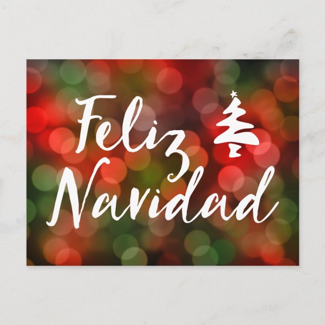 Feliz Navidad (bokeh ljus) Helg Vykort (Framsida)