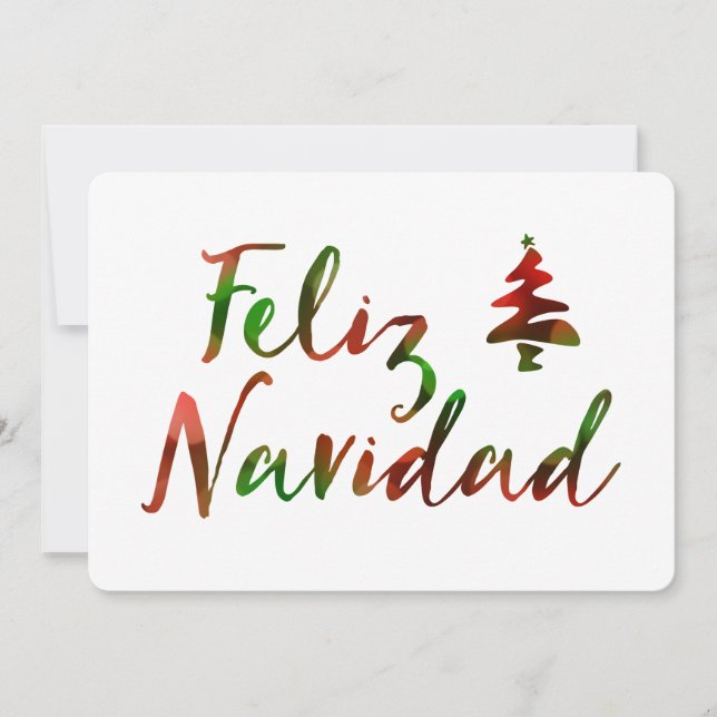 Feliz Navidad (bokeh träd ljus) Julkort (Framsida)