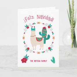 Feliz Navidad Bright och Festive Llama jul Kort