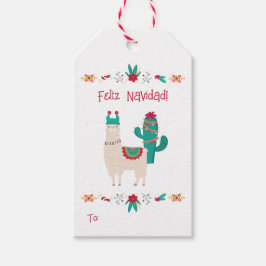 Feliz Navidad Bright och Festive Llama jul Presentetikett