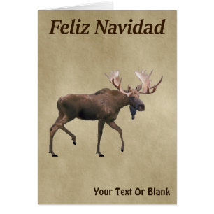Feliz Navidad - Bull Moose på gammal Papper Hälsningskort