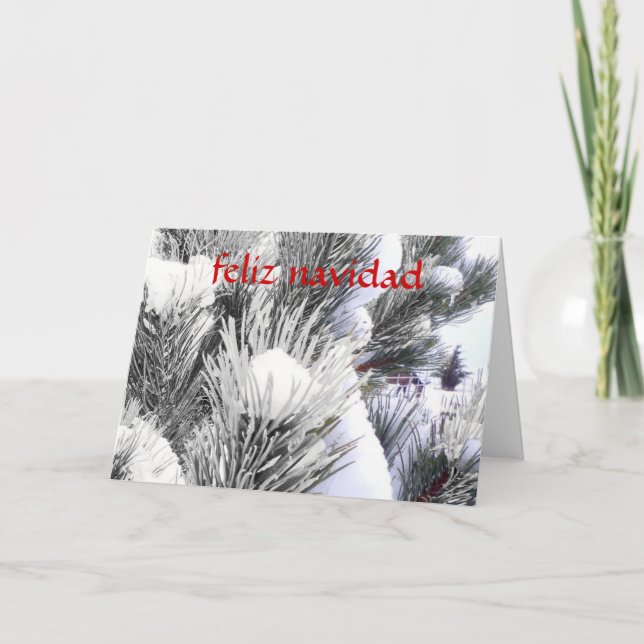 Feliz Navidad Caballo en Nieve - spansk jul Helgkort (Framsida)