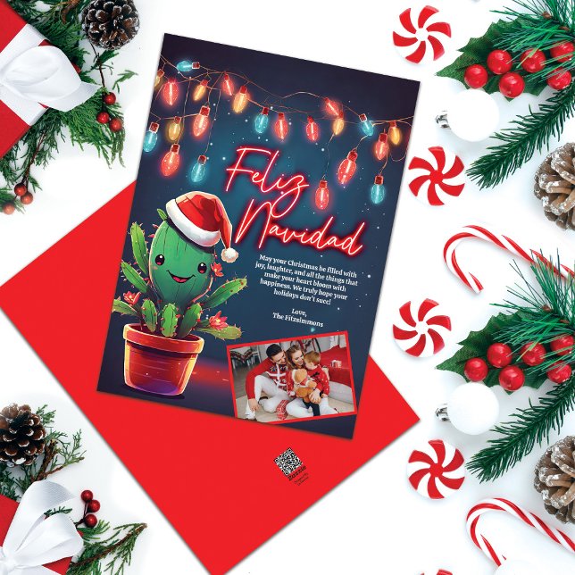 Feliz Navidad Cactus Family Photo jul Julkort (Skapare uppladdad)