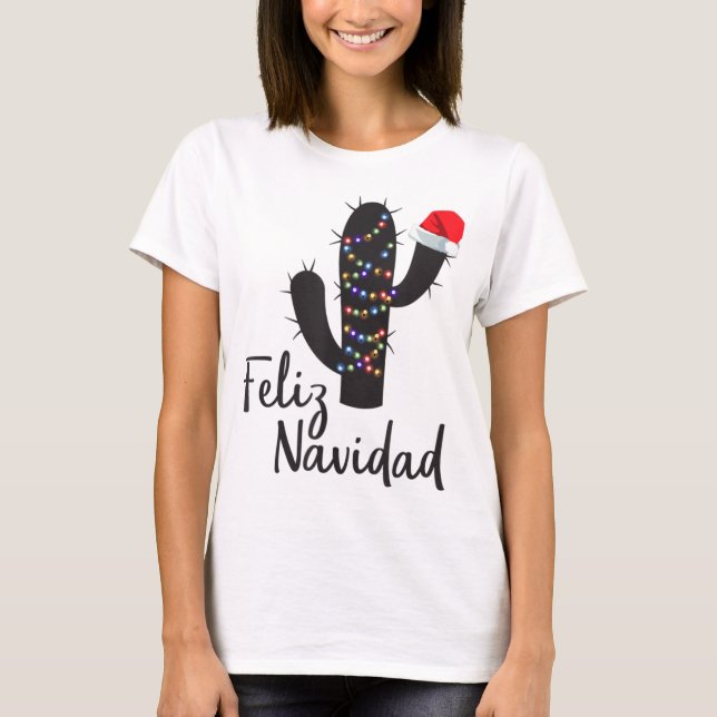 Feliz Navidad Cactus jul Pajamas Family Ligh T Shirt (Framsida)