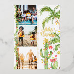 Feliz Navidad | Cactus jul Photo Collage<br><div class="desc">Önska dina kära i god jul med våra tropiska Feliz Navidad-kort. Enkla vattenfärgen handflatan och cactus deckade ut i festive ljus. Tre fotokollage på framsidan med framramat foto på baksidan och ditt anpassningsbar-meddelande. Lägg till anpassningsbarnas ordalydelse till den här designen genom att använda rutorna "Redigera den här designmallen" på objektets...</div>