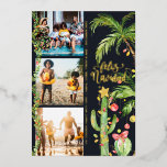 Feliz Navidad | Cactus jul Photo Collage<br><div class="desc">Önska dina kära i god jul med våra tropiska Feliz Navidad-kort. Enkla vattenfärgen handflatan och cactus deckade ut i festive ljus. Tre fotokollage på framsidan med framramat foto på baksidan och ditt anpassningsbar-meddelande. Lägg till anpassningsbarnas ordalydelse till den här designen genom att använda rutorna "Redigera den här designmallen" på objektets...</div>