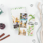 Feliz Navidad | Cactus jul Photo Collage Julkort<br><div class="desc">Önska dina kära i god jul med våra tropiska Feliz Navidad-kort. Enkla vattenfärgen handflatan och cactus deckade ut i festive ljus. Tre fotokollage på framsidan med framramat foto på baksidan och ditt anpassningsbar-meddelande. Lägg till anpassningsbarnas ordalydelse till den här designen genom att använda rutorna "Redigera den här designmallen" på objektets...</div>