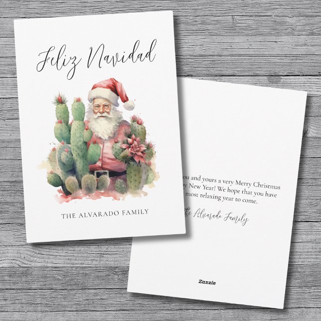 Feliz Navidad Cactus juljul Julkort (Feliz Navidad Cactus Santa Christmas Holiday Card)