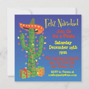 Feliz Navidad Cactus med sombero jul Inbjudningar