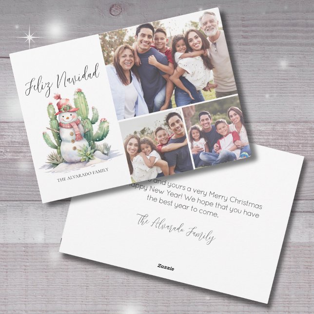 Feliz Navidad Cactus Photo jul Julkort (Feliz Navidad Cactus Photo Christmas Holiday Card )