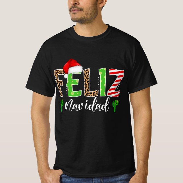 feliz navidad cactus spansk christmas matchande t shirt (Framsida)