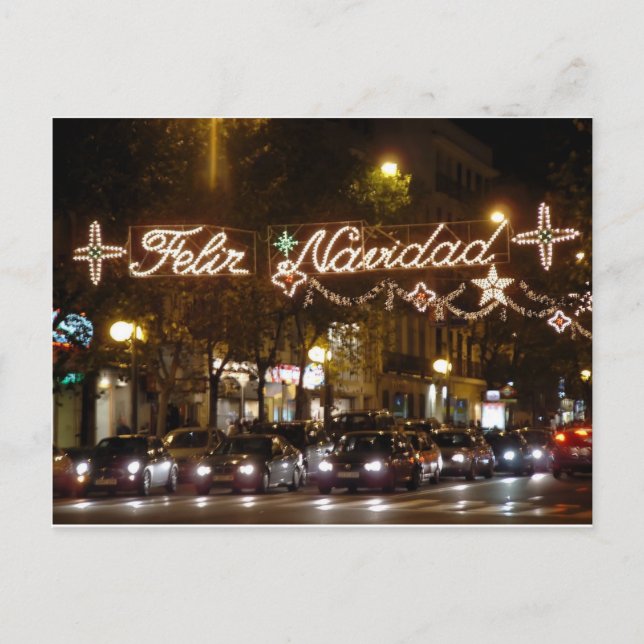 Feliz Navidad. Calle Princesa, Madrid Helg Vykort (Framsida)