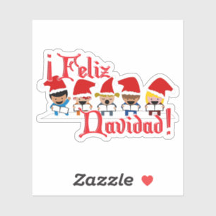 Feliz Navidad Caroling Children jul Klistermärken
