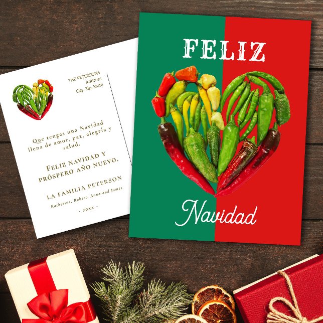 Feliz Navidad Chili Peppers Heart Helg Vykort (Skapare uppladdad)