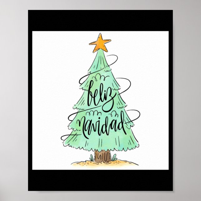 Feliz Navidad Christmas Tree T Shirt  Poster (Framsidan)