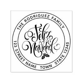 Feliz Navidad Circular Adress Självfärgande Stämpel