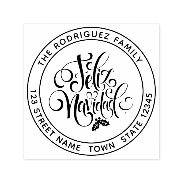 Feliz Navidad Circular Adress Självfärgande Stämpel (Design)