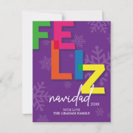 Feliz Navidad colorful christmas Julkort