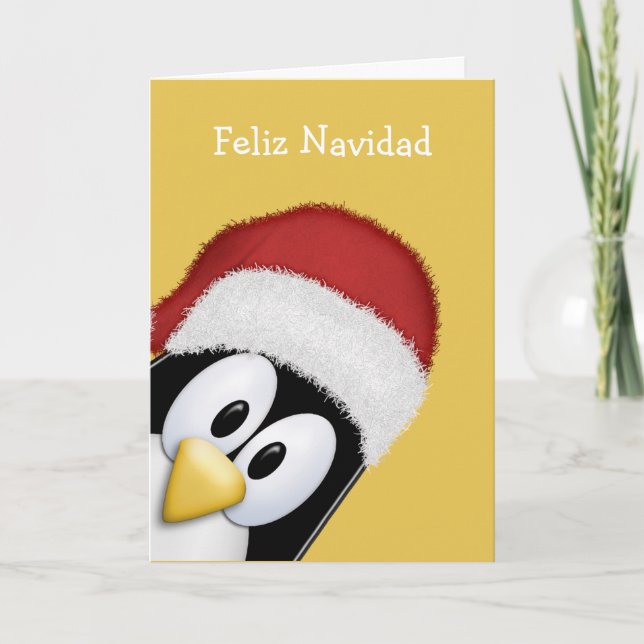 Feliz Navidad Cute Penguin Helgkort (Framsida)
