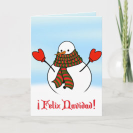 Feliz Navidad - Cute Snögubbe med Extra Long Scarf Helgkort