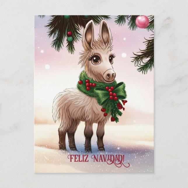 Feliz Navidad Donkey jul-Helgdag vykort (Framsida)