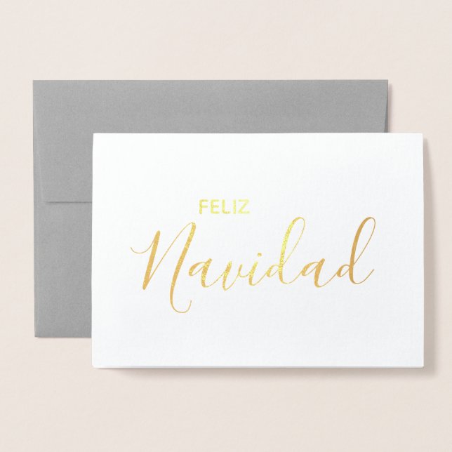 Feliz Navidad Elegant Spanska God jul Folierat Kort (Framsida med kuvert)