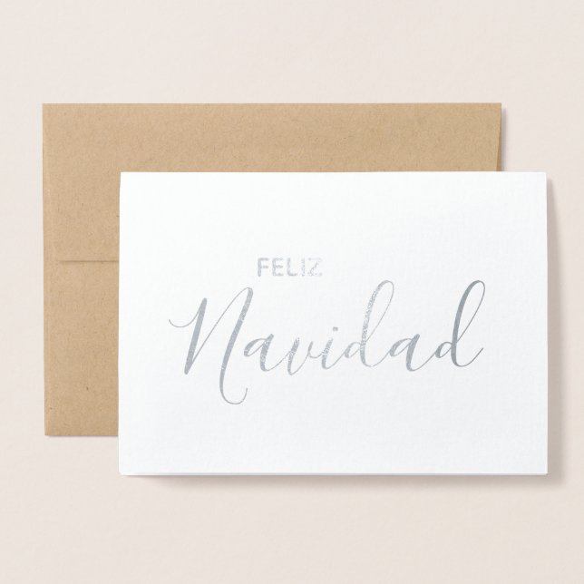 Feliz Navidad Elegant Spanska God jul Folierat Kort (Framsida med kuvert)